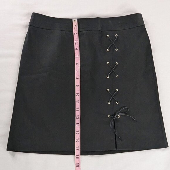 VTG Cache Black Front Slit Lace Up Mini Skirt Whimsygoth NEW - Picture 5 of 7